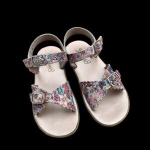 FootMates Floral Bow Sandals - Gold and Multicolor